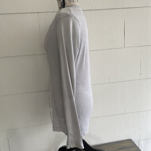 XCVI Sheer Front Legenlook V-Neck Top Long Sleeve - Gray Womens Size L (J6) - Picture 6 of 15